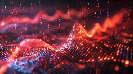 Fototapeta premium Abstract illustration of vibrations of sound and electromagnetic waves, representing seismic activity.