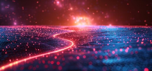 Fototapeta premium Abstract Digital Landscape with Glowing Path