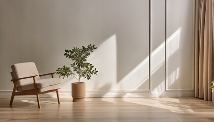 Modern minimalist wall mockup volumetric light