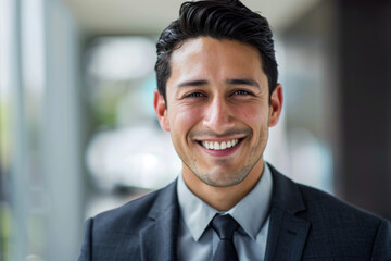 Fototapeta premium Hispanic handsome man smiling, banker