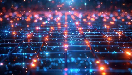 Obraz premium Abstract Digital Network with Glowing Lights