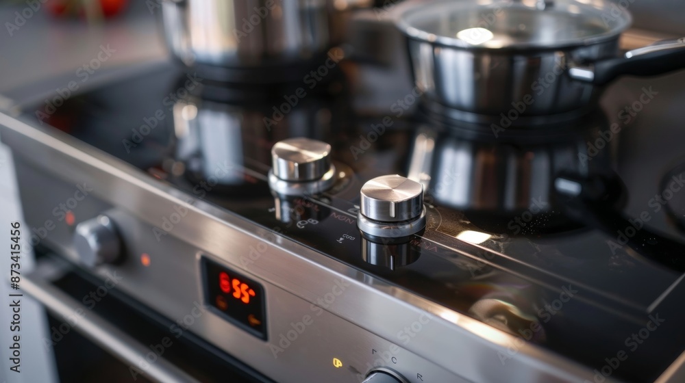 Poster closeup of the builtin timer function on a portable induction cooker featuring a large digital displ