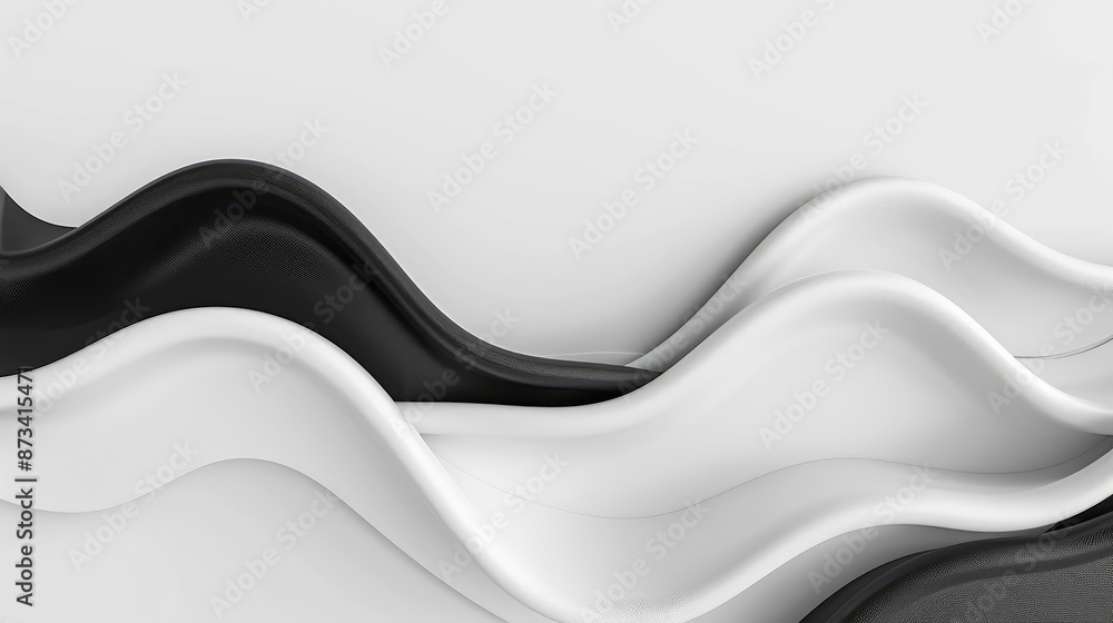 Poster a minimalist 3d banner with a liquid gradient wave in black and white, creating a modern contrast th