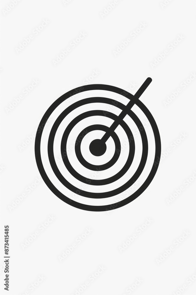 Poster a black and white image of a target with a red arrow pointing to the center. concept of aiming for a
