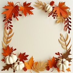 Autumn themed background in a paper-cut out style