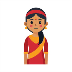 Cartoon Indian woman in traditional clothes art vector