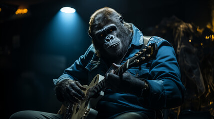 Gorilla Playing Electric Guitar