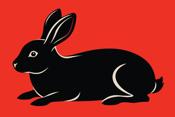 vector silhouette of rabbit laying 