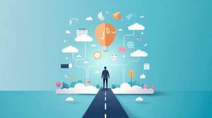 Career planning, roadmap to success, flat design illustration