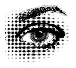 Vector Illustration of Retro Stylish Eye in Monochrome Style