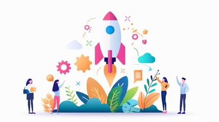 Employee growth plan, promotion celebration, flat design illustration