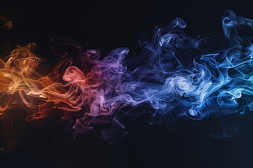 Floating smoke-like shapes in various colors on a black background, creating an ethereal and mesmerizing visual effect.