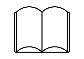 Icono negro de libro abierto en fondo blanco