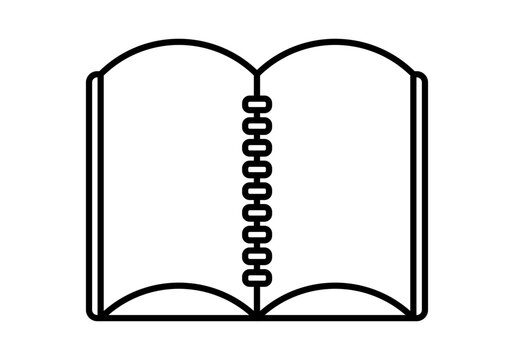 recommend clip art: Icono negro de cuaderno de anillas en fondo blanco