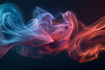 Floating smoke-like shapes in various colors on a black background, creating an ethereal and mesmerizing visual effect.