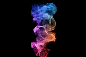 Obraz premium Floating smoke-like shapes in various colors on a black background, creating an ethereal and mesmerizing visual effect.