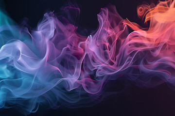 Floating smoke-like shapes in various colors on a black background, creating an ethereal and mesmerizing visual effect.