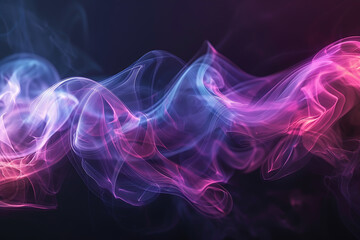 Obraz premium Floating smoke-like shapes in various colors on a black background, creating an ethereal and mesmerizing visual effect.