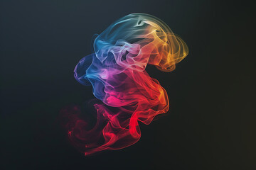Floating smoke-like shapes in various colors on a black background, creating an ethereal and mesmerizing visual effect.