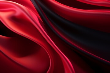 Obraz premium Close-up of flowing red and black silk fabric with smooth, wavy patterns, creating an elegant and luxurious texture.