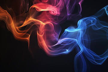 Floating smoke-like shapes in various colors on a black background, creating an ethereal and mesmerizing visual effect.