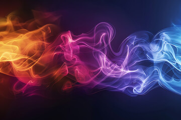 Obraz premium Floating smoke-like shapes in various colors on a black background, creating an ethereal and mesmerizing visual effect.
