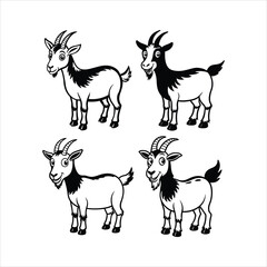 funny goat isolated on vector set