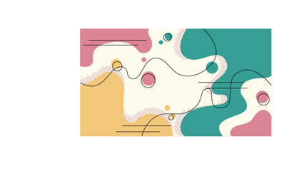 Abstract vector illustration with yellow pink chaotic spots lines and circles