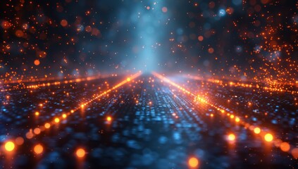 Obraz premium Abstract Digital Pathway with Glowing Lights