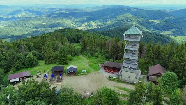 mountain landscape with tower