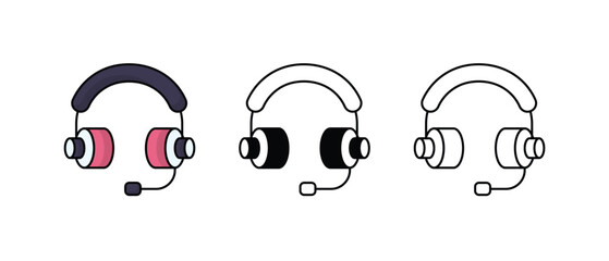 headphone icons vector set stock illustration