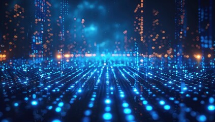 Digital Data Flow: A Futuristic Cityscape