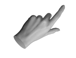 Finger pointing aside, indicating. Tap, click gesture. Hand sign, pick, isolated on white background. Position, forefinger expression., transparent cut out PNG