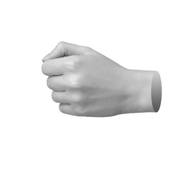 Clenched fingers, knuckle, fist aside, side view, isolated on white background., transparent cut...