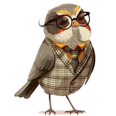 Finch Preppy fashion cartoon isolated whitebackground