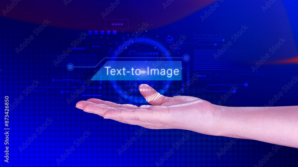 Aufkleber ai tech text to image, virtual graphic with ai, artificial intelligence, using command prompt for ge