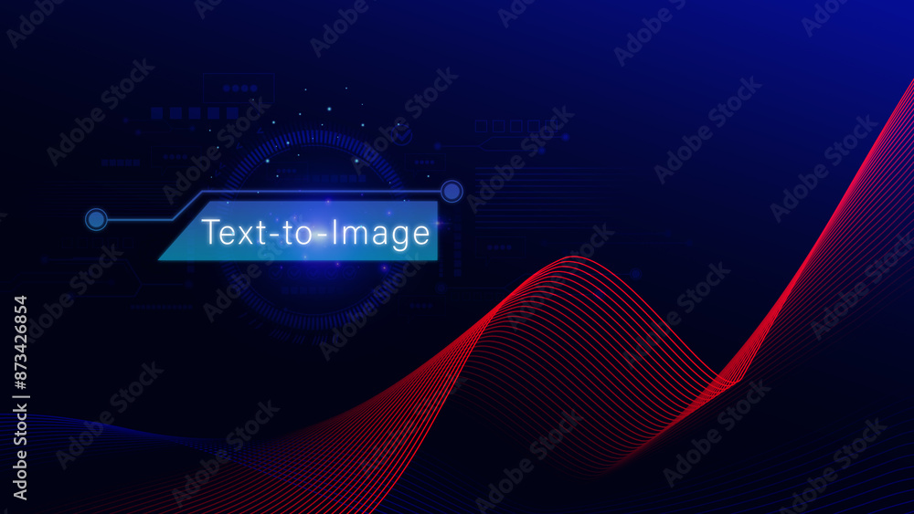 Aufkleber ai tech text to image, virtual graphic with ai, artificial intelligence, using command prompt for ge