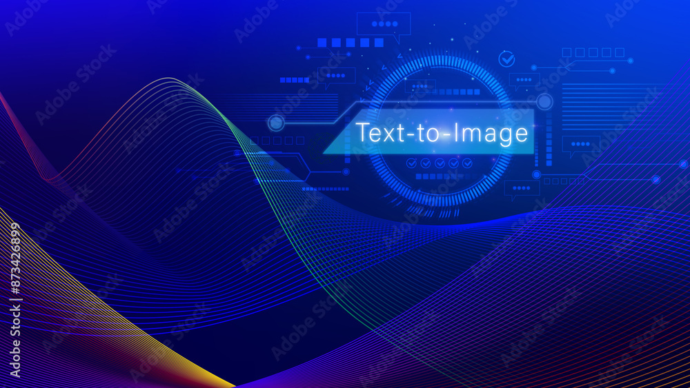 Aufkleber ai tech text to image, virtual graphic with ai, artificial intelligence, using command prompt for ge