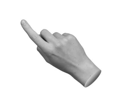 Finger pointing aside, indicating. Index finger, tap, click gesture. Hand sign, pick, isolated on white background. Position, forefinger expression, Reaching, touching.., transparent cut out PNG