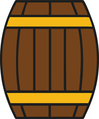 Aged Wine Wooden Barrel vector symbol  Icon for UI design , Clean Outiline art 