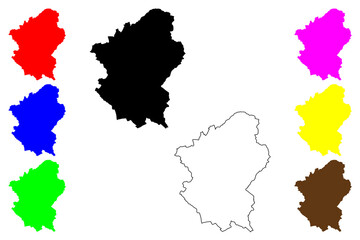City, borough, unitary authority area of Milton Keynes (United Kingdom of Great Britain and Northern Ireland, ceremonial county Buckinghamshire, Bucks, England) map vector, scribble sketch map