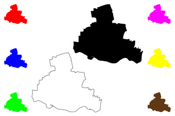 City and metropolitan borough of Newcastle upon Tyne (United Kingdom of Great Britain and Northern Ireland, Metropolitan and ceremonial county Tyne and Wear, England) map vector, scribble sketch map