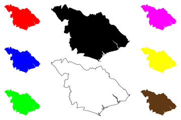 New Forest Non-metropolitan district (United Kingdom of Great Britain and Northern Ireland, ceremonial county Hampshire or Hants, England) map vector illustration, scribble sketch map