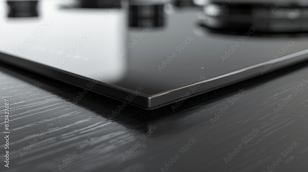 Poster the smooth and seamless surface of an induction cooktop free of s and buttons for a modern and minim