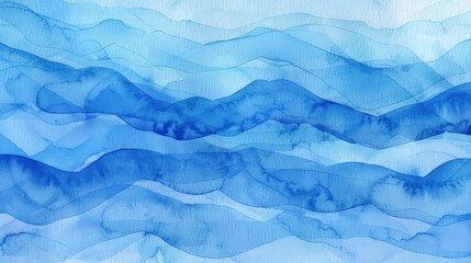 Obraz premium A background of classic blue watercolor blending into lighter shades, creating a gradient of waves and abstract patterns.