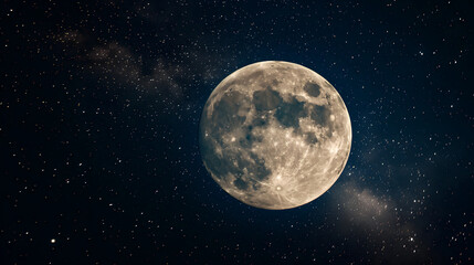 A large full moon in a night sky