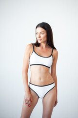 Obraz premium Snaps. Polaroid. Simple model pose. Test Shots young models for modeling agency on a white background