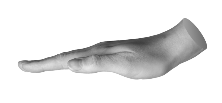 Showing limit of height, gesture, hand sign isolated on white background., transparent cut out PNG