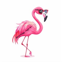 Fototapeta premium Flamingo Minimalist fashion cartoon isolated whitebackground