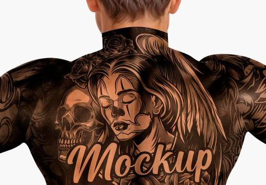 Man&rsquo;s Back Tattoo Mockup
